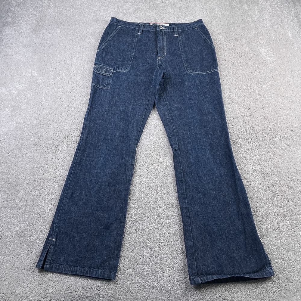 Vintage Old Navy Womens Jeans 4 Blue Bootcut Cargo Utility Dark Wash Denim Y2K